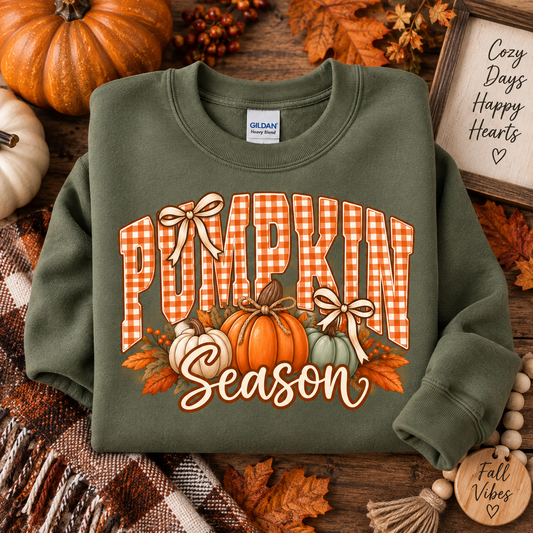Pumpkin Season Gingham Crewneck Sweatshirt